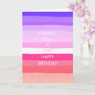 Colorful Simple Stripes HAPPY BIRTHDAY CUSTOM Card