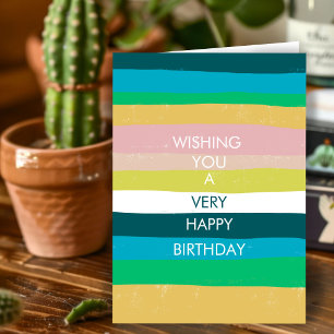 Colorful Simple Stripes HAPPY BIRTHDAY CUSTOM Card