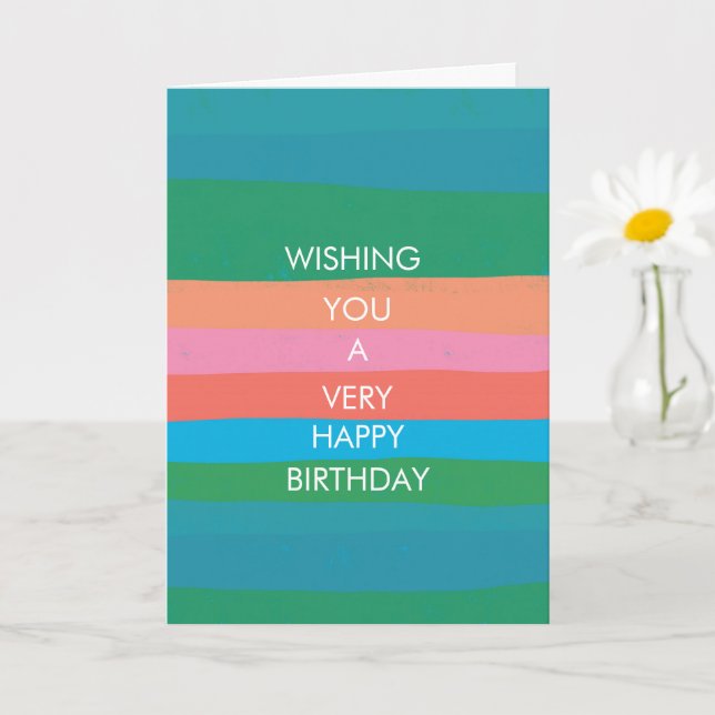 Colorful Simple Stripes HAPPY BIRTHDAY CUSTOM Card (Small Plant)