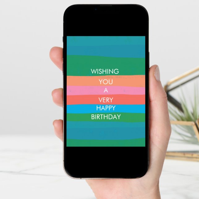 Colorful Simple Stripes HAPPY BIRTHDAY CUSTOM Card (Front Digital)