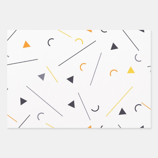 Colorful, simple, trendy, urban geometric design wrapping paper sheets (Front)