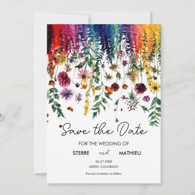 Colorful Simple Wildflowers Save The Date (Front)