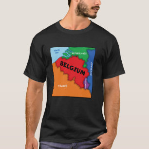 Colorful simplified Belgium map, neighboring count T-Shirt