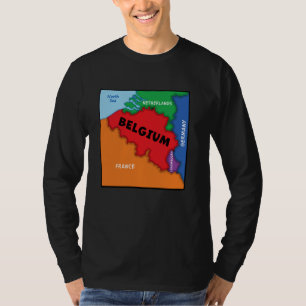 Colorful simplified Belgium map, neighboring count T-Shirt