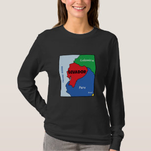 Colorful simplified Ecuador map, neighboring count T-Shirt
