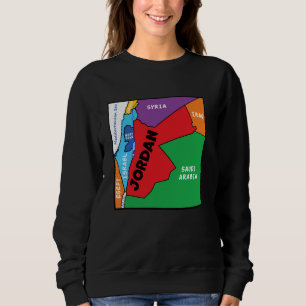 Colorful simplified Jordan map, neighboring countr Sweatshirt