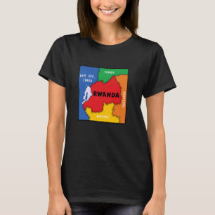 Colorful simplified Rwanda map, neighboring countr T-Shirt
