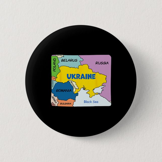 Colorful Simplified Ukraine Map  Button (Front)