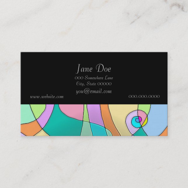 Colorful Simulated Stained Glass in Pastels Business Card (Front)