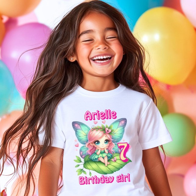 Colorful sitting fairy butterfly birthday  T-Shirt (Creator Uploaded)