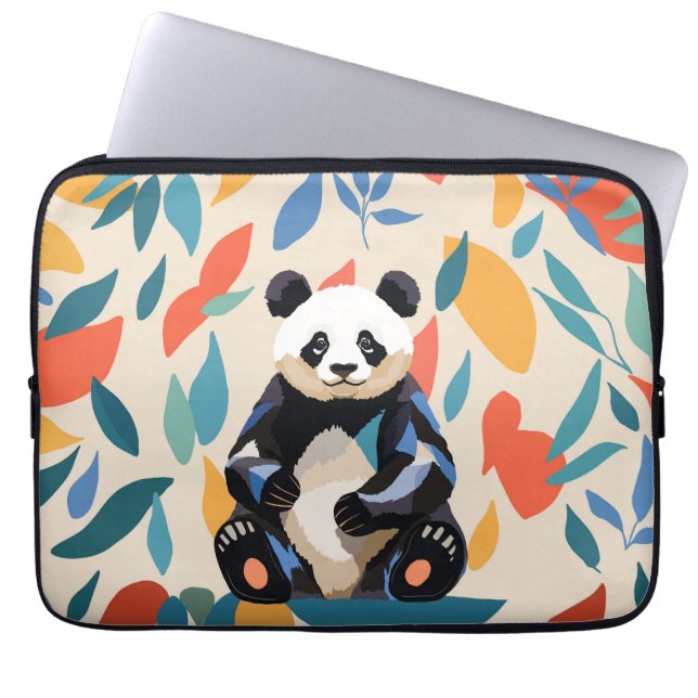 Colorful Sitting Panda Bear Matisse Inspired Laptop Sleeve (Front)