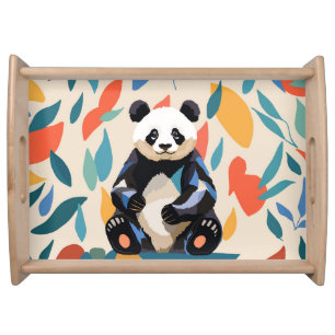 Colorful Sitting Panda Bear Matisse Inspired Serving Tray