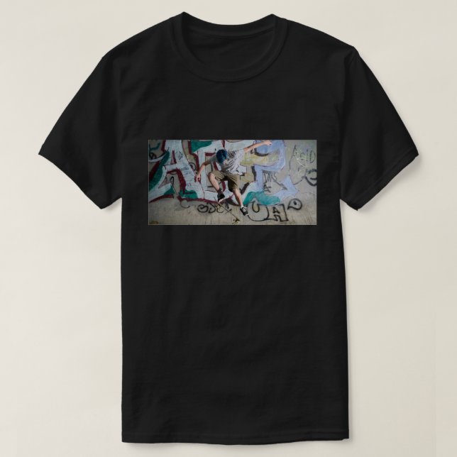 Colorful Skateboard Graffiti Art T-shirt (Design Front)