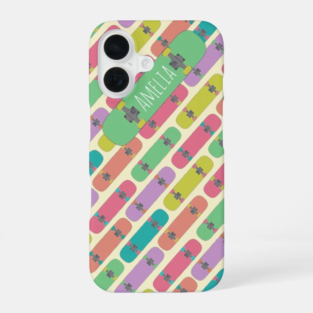 Colorful Skateboard Pattern Personalised Iphone Case (Back)
