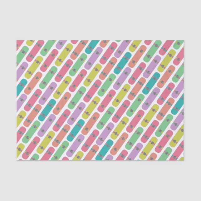 Colorful Skateboard Pattern Tissue Paper (Front)