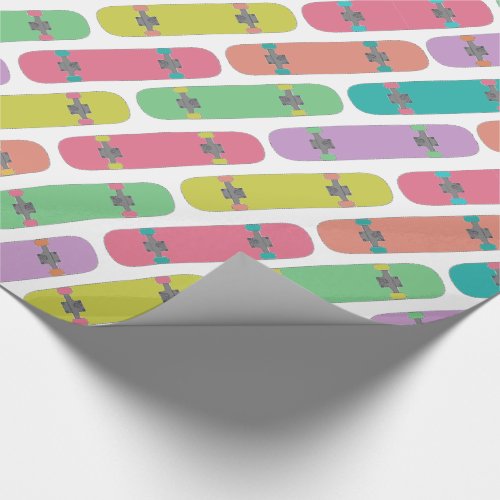 Colorful Skateboard Pattern  Wrapping Paper