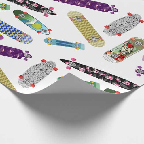 Colorful Skateboard Pattern Wrapping Paper