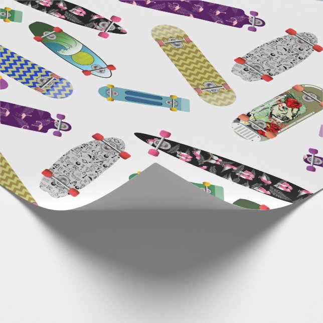 Colorful Skateboard Pattern Wrapping Paper (Corner)