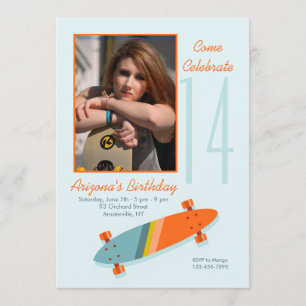 Colorful Skateboard Photo Invitation