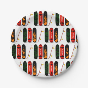 Colorful Skateboards Personalized Paper Plates