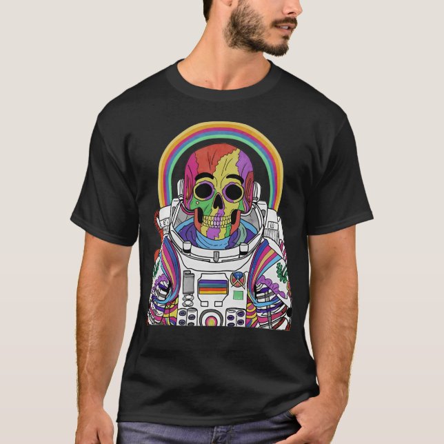 Colorful Skeleton Astronaut T-Shirt (Front)