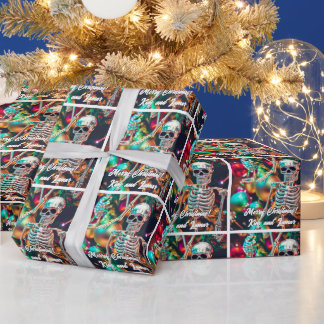Colorful Skeleton Ornaments Christmas Wrapping Paper