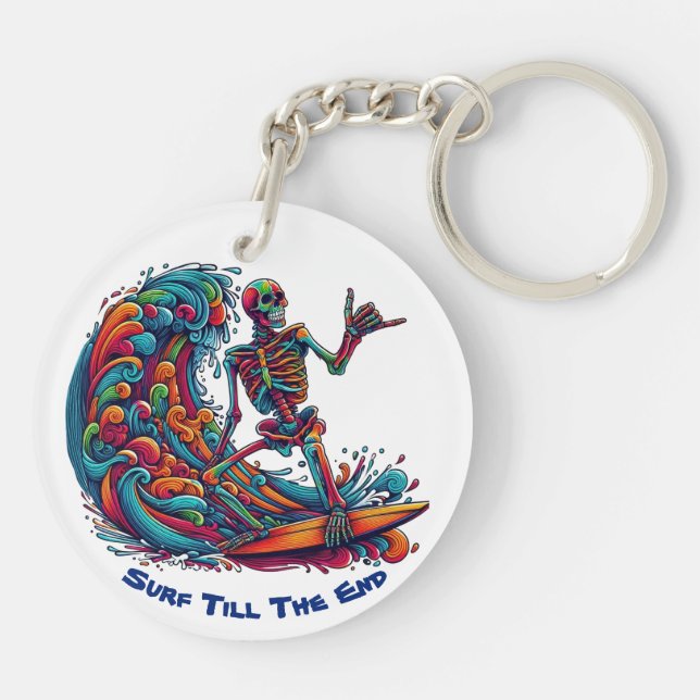 Colorful Skeleton Surfer Keychain (Back)