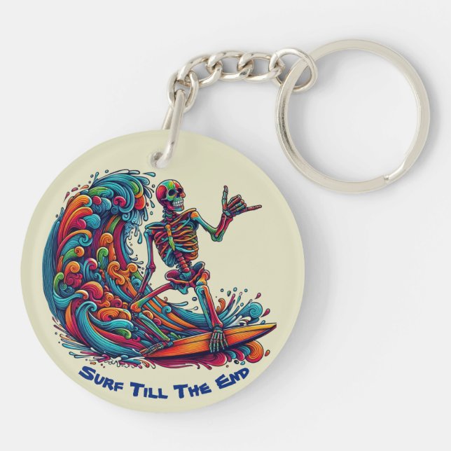 Colorful Skeleton Surfer Keychain (Back)