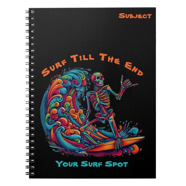Colorful Skeleton Surfer- Notebook (Front)