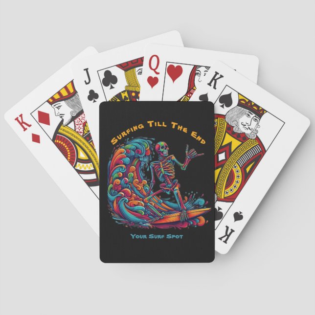 Colorful Skeleton Surfer Poker Cards (Back)