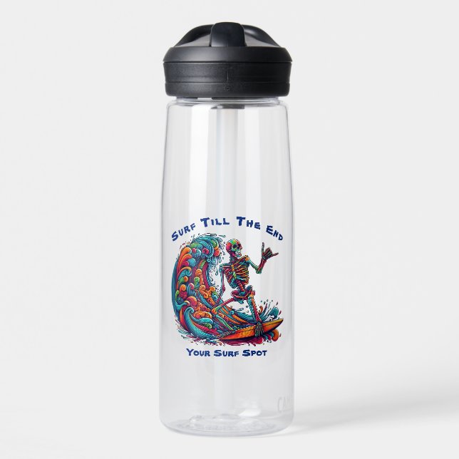 Colorful Skeleton Surfer Water Bottle (Front)