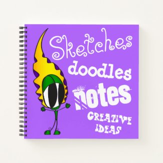 Colorful, Sketch, Doodle, Creative Cartoon Spiral Notebook