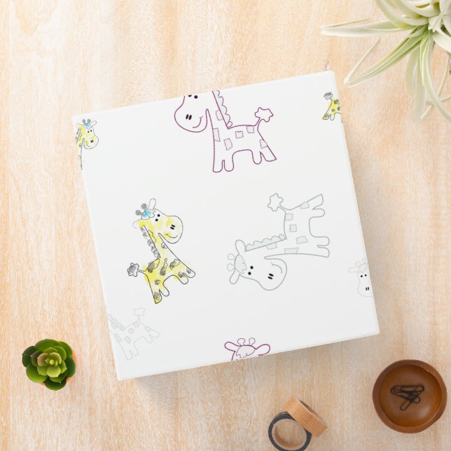 Colorful Sketch Giraffe 3-Ring Binder – Artistic (In Situ)