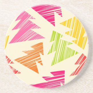 Colorful Sketchy Christmas Trees Coaster