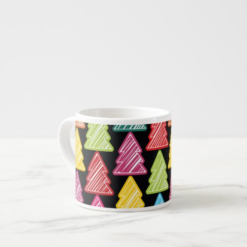 Colorful Sketchy Christmas Trees Espresso Mug