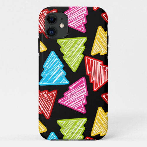 Colorful Sketchy Christmas Trees iPhone 5 Case