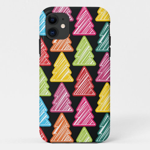 Colorful Sketchy Christmas Trees iPhone 5 Case