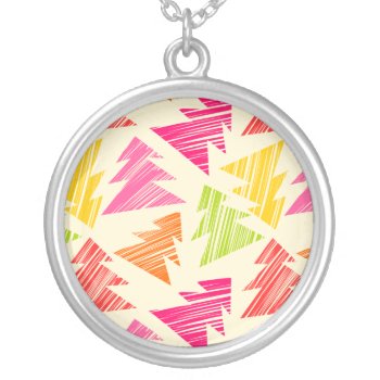 Colorful Sketchy Christmas Trees Necklace by Silvianna at Zazzle