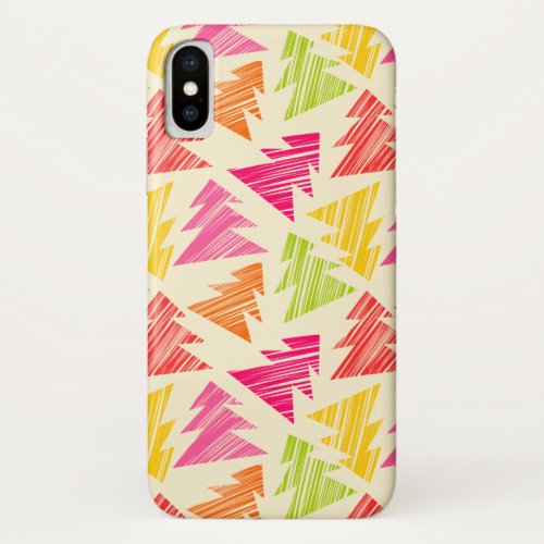 Colorful Sketchy Christmas Trees Pattern iPhone X Case