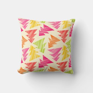 Colorful Sketchy Christmas Trees Pillow