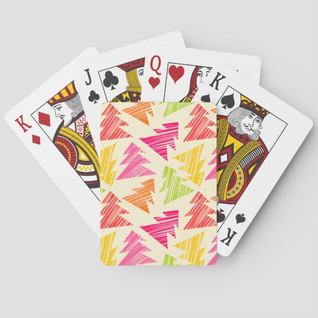 Colorful Sketchy Christmas Trees Playing Cards (Back)