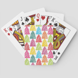 Colorful Sketchy Christmas Trees Playing Cards