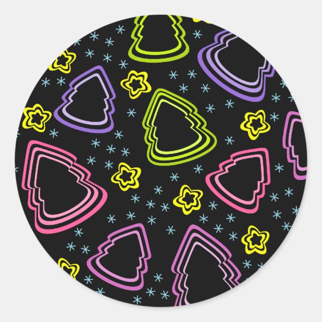 Colorful Sketchy Christmas Trees Sticker (Front)