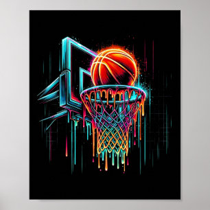 Colorful Sketll Dripping Color Splash Hoop Net Dri Poster