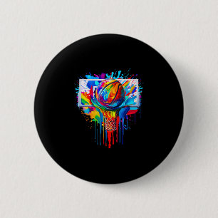 Colorful Sketll Ll Tie Dye Splatter Slam Dunk Hoop Button