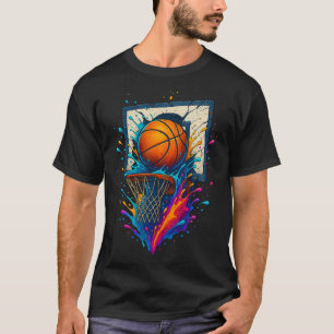 Colorful Sketll Slam Dunk Splash Hoop Ckboard  T-Shirt