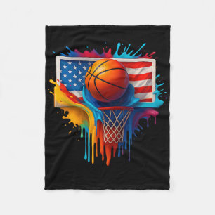 Colorful Sketll Tie Dye Color Splash Flag Usa Fleece Blanket