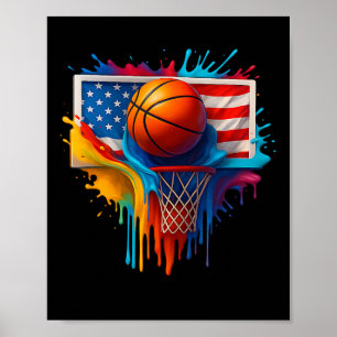 Colorful Sketll Tie Dye Color Splash Flag Usa Poster