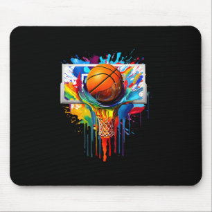 Colorful Sketll Tie Dye Color Splash Hoop Net Slam Mouse Pad
