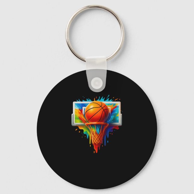Colorful Sketll Tie Dye Color Splash  Keychain (Front)